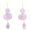 Purple Periwinkle Amethyst Golden Drop Earrings Purple Periwinkle Amethyst Golden Drop Earrings