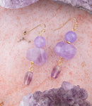Purple Periwinkle Amethyst Golden Drop Earrings Purple Periwinkle Amethyst Golden Drop Earrings