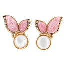 Pink Rhodonite and White Mother of Pearl Golden Butterflies Post Earrings Pink Rhodonite and White Mother of Pearl Golden Butterflies Post Earrings