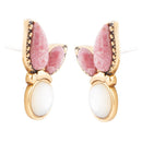 Pink Rhodonite and White Mother of Pearl Golden Butterflies Post Earrings Pink Rhodonite and White Mother of Pearl Golden Butterflies Post Earrings