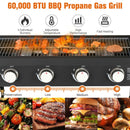 Portable Outdoor 4 Burner Propane Flat Top Gas Grill W/ Wheels, 60K BTU (SAK66104) Portable Outdoor 4 Burner Propane Flat Top Gas Grill W/ Wheels, 60K BTU (SAK66104)
