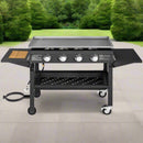 Portable Outdoor 4 Burner Propane Flat Top Gas Grill W/ Wheels, 60K BTU (SAK66104) Portable Outdoor 4 Burner Propane Flat Top Gas Grill W/ Wheels, 60K BTU (SAK66104)