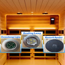 Deluxe 4-Person Outdoor Mahogany Full Spectrum Ultra-Low EMF FAR Infrared Sauna With Chromotherapy And Bluetooth Speakers (SAK98263) Deluxe 4-Person Outdoor Mahogany Full Spectrum Ultra-Low EMF FAR Infrared Sauna With Chromotherapy And Bluetooth Speakers (SAK98263)