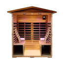 Deluxe 4-Person Outdoor Mahogany Full Spectrum Ultra-Low EMF FAR Infrared Sauna With Chromotherapy And Bluetooth Speakers (SAK98263) Deluxe 4-Person Outdoor Mahogany Full Spectrum Ultra-Low EMF FAR Infrared Sauna With Chromotherapy And Bluetooth Speakers (SAK98263)