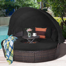 Premium Black Outdoor Patio Rattan Daybed Sofa W/ Adjustable Table Top, Canopy & 3 Pillows, 76'' (92534186) Premium Black Outdoor Patio Rattan Daybed Sofa W/ Adjustable Table Top, Canopy & 3 Pillows, 76'' (92534186)