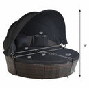 Premium Black Outdoor Patio Rattan Daybed Sofa W/ Adjustable Table Top, Canopy & 3 Pillows, 76'' (92534186) Premium Black Outdoor Patio Rattan Daybed Sofa W/ Adjustable Table Top, Canopy & 3 Pillows, 76'' (92534186)