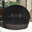 Premium Black Outdoor Patio Rattan Daybed Sofa W/ Adjustable Table Top, Canopy & 3 Pillows, 76'' (92534186) Premium Black Outdoor Patio Rattan Daybed Sofa W/ Adjustable Table Top, Canopy & 3 Pillows, 76'' (92534186)