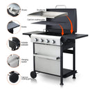 Premium Outdoor 4-Burner Propane BBQ Grill With Foldable Side Tables, Hanging Basket, And Cooking Grids (SAK53213) Premium Outdoor 4-Burner Propane BBQ Grill With Foldable Side Tables, Hanging Basket, And Cooking Grids (SAK53213)