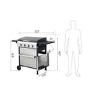 Premium Outdoor 4-Burner Propane BBQ Grill With Foldable Side Tables, Hanging Basket, And Cooking Grids (SAK53213) Premium Outdoor 4-Burner Propane BBQ Grill With Foldable Side Tables, Hanging Basket, And Cooking Grids (SAK53213)