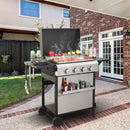 Premium Outdoor 4-Burner Propane BBQ Grill With Foldable Side Tables, Hanging Basket, And Cooking Grids (SAK53213) Premium Outdoor 4-Burner Propane BBQ Grill With Foldable Side Tables, Hanging Basket, And Cooking Grids (SAK53213)