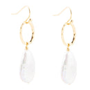 Drops of White Freshwater Pearl Golden Drop Earrings Drops of White Freshwater Pearl Golden Drop Earrings