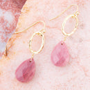 Pretty Drops of Pink Rhodonite Golden Drop Earrings Pretty Drops of Pink Rhodonite Golden Drop Earrings
