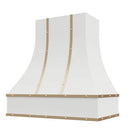 Primed Range Hood With Curved Front, Brass Strapping and Buttons - 30", 36", 42", 48", 54" and 60" Widths Available Primed Range Hood With Curved Front, Brass Strapping and Buttons - 30", 36", 42", 48", 54" and 60" Widths Available