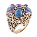Purple Turquoise and Blue Lapis Golden Statement Ring Purple Turquoise and Blue Lapis Golden Statement Ring
