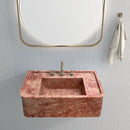 Red Travertine Rectangular Wall-mount Bathroom Sink (W)16" (L)30" (H)8" Red Travertine Rectangular Wall-mount Bathroom Sink (W)16" (L)30" (H)8"