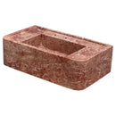 Red Travertine Rectangular Wall-mount Bathroom Sink (W)16" (L)30" (H)8" Red Travertine Rectangular Wall-mount Bathroom Sink (W)16" (L)30" (H)8"