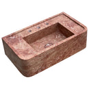 Red Travertine Rectangular Wall-mount Bathroom Sink (W)16" (L)30" (H)8" Red Travertine Rectangular Wall-mount Bathroom Sink (W)16" (L)30" (H)8"