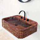 Red Travertine Wall-mount Bathroom Sink Ribbed Textured (W)16" (W)24" (H)6" Red Travertine Wall-mount Bathroom Sink Ribbed Textured (W)16" (W)24" (H)6"