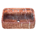 Red Travertine Wall-mount Bathroom Sink Ribbed Textured (W)16" (W)24" (H)6" Red Travertine Wall-mount Bathroom Sink Ribbed Textured (W)16" (W)24" (H)6"