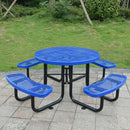Large 46" Heavy Duty Round Outdoor Steel Picnic Table With Umbrella Hole (SAK96428) Large 46" Heavy Duty Round Outdoor Steel Picnic Table With Umbrella Hole (SAK96428)