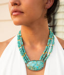 Refined Blue Turquoise Golden Statement Necklace Refined Blue Turquoise Golden Statement Necklace
