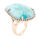 Refined Blue Turquoise Golden Statement Ring Refined Blue Turquoise Golden Statement Ring