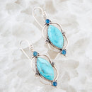 Regal Blue Turquoise and Apatite Sterling Silver Drop Earrings Regal Blue Turquoise and Apatite Sterling Silver Drop Earrings