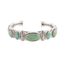 Ribbed Sterling Silver and Blue Turquoise Cuff Bracelet Ribbed Sterling Silver and Blue Turquoise Cuff Bracelet
