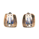 Roped Blue Lapis Golden Clip Earrings Roped Blue Lapis Golden Clip Earrings