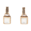 Roped White Mother of Pearl Golden Post Earrings Roped White Mother of Pearl Golden Post Earrings