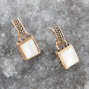Roped White Mother of Pearl Golden Post Earrings Roped White Mother of Pearl Golden Post Earrings