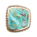 Roped Square Blue Turquoise Golden Statement Ring Roped Square Blue Turquoise Golden Statement Ring