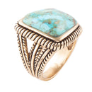 Roped Square Blue Turquoise Golden Statement Ring Roped Square Blue Turquoise Golden Statement Ring