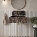 Rosso Levanto Marble Wall-mount Bathroom Sink with 11" Backsplash (W)16" (L)30" (H)12" Rosso Levanto Marble Wall-mount Bathroom Sink with 11" Backsplash (W)16" (L)30" (H)12"