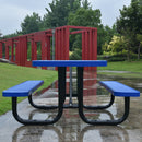 Large 46" Stylish Square Steel Picnic Table W/ Thermoplastic Coating & Umbrella Hole (SAK90547) Large 46" Stylish Square Steel Picnic Table W/ Thermoplastic Coating & Umbrella Hole (SAK90547)