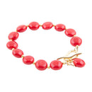 Scardale Red Shell Pearl Golden Toggle Bracelet Scardale Red Shell Pearl Golden Toggle Bracelet