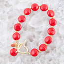 Scardale Red Shell Pearl Golden Toggle Bracelet Scardale Red Shell Pearl Golden Toggle Bracelet