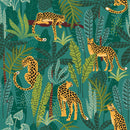 Tropical Leopard Jungle Wallpaper - Bold Leaves & Leopard Print on Green Background Tropical Leopard Jungle Wallpaper - Bold Leaves & Leopard Print on Green Background