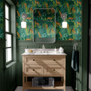 Tropical Leopard Jungle Wallpaper - Bold Leaves & Leopard Print on Green Background Tropical Leopard Jungle Wallpaper - Bold Leaves & Leopard Print on Green Background