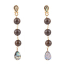 Sepia Sea Blue Abalone Post Golden Drop Earrings Sepia Sea Blue Abalone Post Golden Drop Earrings
