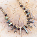 Sepia Sea Green Abalone Statement Golden Necklace Sepia Sea Green Abalone Statement Golden Necklace