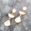 Shaped in White Mother of Pearl Golden Post Earrings Shaped in White Mother of Pearl Golden Post Earrings