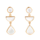 Shaped in White Mother of Pearl Golden Post Earrings Shaped in White Mother of Pearl Golden Post Earrings