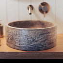 Silver Travertine Natural Stone Above Vanity Bathroom Sink Polished (D)16" (H)5" Silver Travertine Natural Stone Above Vanity Bathroom Sink Polished (D)16" (H)5"