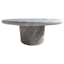 Silver Travertine Vein-cut Round Honed 2" Tabletop Coffee Table (D)36" (H)16" Silver Travertine Vein-cut Round Honed 2" Tabletop Coffee Table (D)36" (H)16"