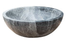 Sirius Gray Marble Vessel Above Vanity Bathroom Sink Polished (D)15" (H)6" Sirius Gray Marble Vessel Above Vanity Bathroom Sink Polished (D)15" (H)6"