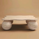 Wave Travertine Coffee Table With 4 Ball Legs Wave Travertine Coffee Table With 4 Ball Legs