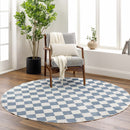 Brone Blue Checkered Washable Rug Brone Blue Checkered Washable Rug