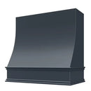 Navy Blue Wood Range Hood With Sloped Front and Decorative Trim - 30", 36", 42", 48", 54" and 60" Widths Available Navy Blue Wood Range Hood With Sloped Front and Decorative Trim - 30", 36", 42", 48", 54" and 60" Widths Available