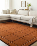 Siarl Burnt Orange Checkered Area Rug Siarl Burnt Orange Checkered Area Rug